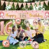 Sweet 16th Birthday Decorations for Girls, Rose Gold Sweet Happy 16th Banner Confetti Balloons, Triangle Flag Pennant Bunting,16th Foil Balloons for 16th Girls Kids Birthday Party Supplies Decor