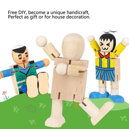 ZPSHYD Wooden Robot Figure, 10PCS Unfinished Wooden Robot Wood People Shapes Figures for DIY Painting Arts Crafts Gift for Children