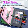 Pencil Pouch for 3 Ring Binder, 2 PCS Double Layer Binder Pencil Case with Zipper Puller, Transparent PVC Mesh Window Oxford Pencil Holder 3 Ring Binder Pencil Cases, Smooth Metal Zipper Pencil