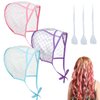 Bewudy 3 Pcs Hair Highlighting Caps, Salon Hair Coloring Dye Cap, Hair Dye Cap Disposable Hair Art Frosting Cap with Plastic Crochet Hook for Salon Hair Dyeing Hairdressing and DIY Dyeing Hair
