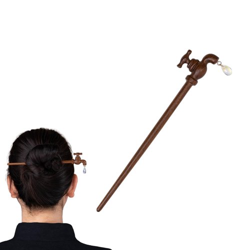 1 PCS Faucet Hair Chopstick Funny Hair Chopsticks for Buns Wooden Hair Sticks Chinese Chopstick Hair Pins for Hair Accessories