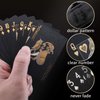 Joyoldelf Cool Black Playing Cards, Waterproof Poker with Dollar Pattern, Black-Gold Foil Cards with Box, Great for Magic & Party