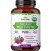 Zazzee USDA Organic Milk Thistle 30:1 Extract, 7500 mg Strength, 90 Vegan Capsules, 80% Silymarin Flavonoids, Healthy Liver Detox & Cleanse Support, 100% Vegetarian, Non-GMO, Made in The USA