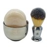 G.B.S Men's Shaving Kit - 5 Blade Razor Stainless Durable Wide Handle for Strong Grip, Shaving Brush, Razor + Brush Stand, Chrome shaving Bowl & All-natural Shave soap