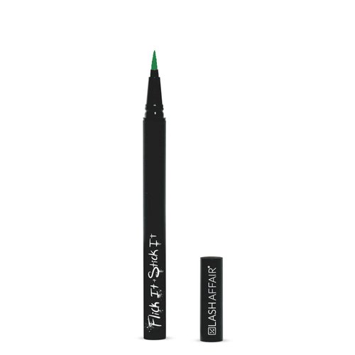 Lash Affair Flick it + Stick It Eye-Lash Glue Eyelash Eyeliner, False Lash Glue Adhesive Color Liquid Eyeliner Pen for Fake Eyelashes, J Money, Green