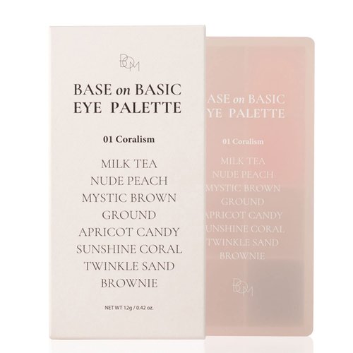 bom Base on Basic Eye Palette 01Coralism Natural Basic Warm and Neutral Eyeshadow Palette 8 Colors