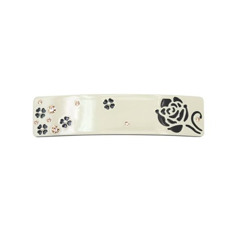 Faship Premium Rhinestone Crystal Beige Cellulose Acetate Rose Floral Art Deco Hair Claws Clips
