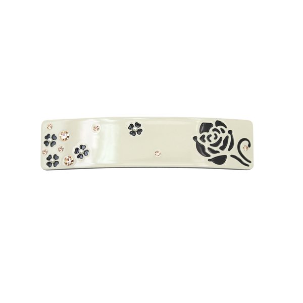 Faship Premium Rhinestone Crystal Beige Cellulose Acetate Rose Floral Art Deco Hair Claws Clips