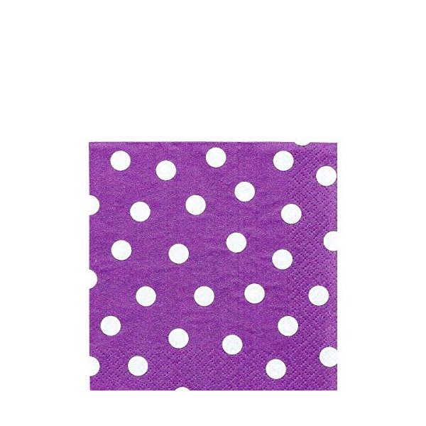 Amscan Decorative Plum Watercolor Dot Party Beverage Paper Napkins (16 Pack), 5 x 5, Red/Purple