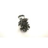 Generic Small tiny dark silver metal flower shaped hair claw clip with gray crystals