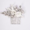 Missgrace Bride Wedding Crystal Pearl Leaf Rhinestones Hair Comb Silver Gold Bridal Hair Pieces Rhinestone Bridal Hair Clip Flower Hair Side Combs Wedding Hair Accessories for Brides Women (Silver)