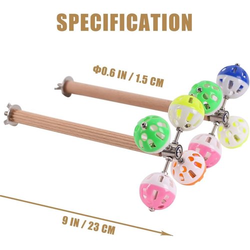 Bird Toys for Parakeet, Exercise Rotating Swing for Parrot Budgies Cockatiel with Textured Stand Perch and Typical Wood Perch, Stainless Steel Wing Nut and Washers (Multicolor, 2 Packs)