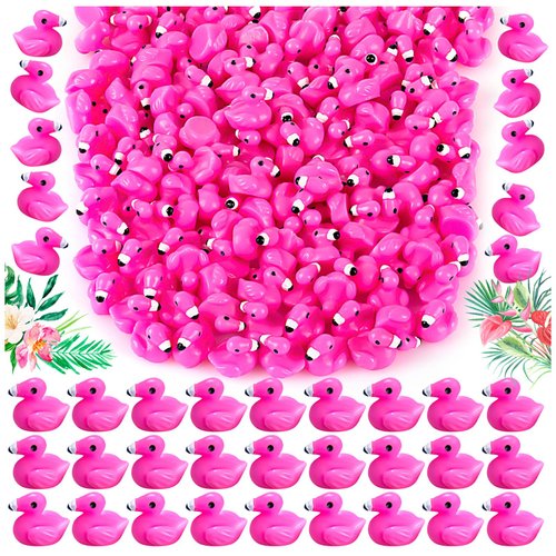 HFAYDZSW 100Pcs Mini Resin Flamingo Ducks, Flamingo Tiny Ducks, Cute Flamingo Figurines for Cake Topper Garden Dollhouse Landscape Aquarium Ornaments DIY Crafts