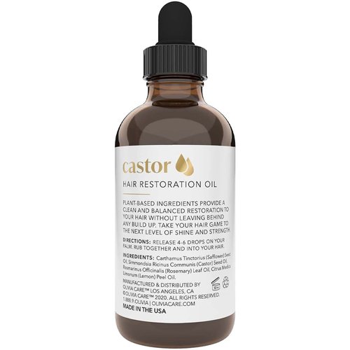 Olivia Care Castor Hair Oil - Made With All Natural Ingredients - Provides Balanced Restoration, Shine & Strength. Clean & Simple Treatment to Support Strengthen Hair