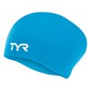 TYR Long Hair Wrinkle-Free Silicone Swim Cap, Blue