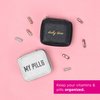 Miamica Zippered “Daily Dose” Pill Case with 8-Day Removable Plastic Medicine Organizer, Black, 3.5” L x 2.75” W x 1.25” H – Keep Your Vitamins and Pills Organized – Compact and Sleek Pill Box