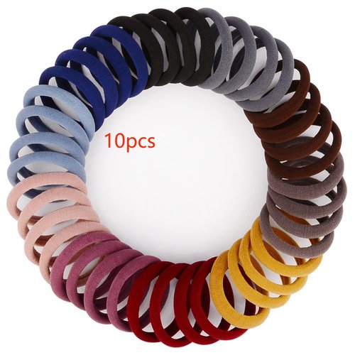 Multicolour Black Hair Scrunchies Nylon Hair Bands Hair Braided Elastic Hair Tie Ropes Ponytail Holder for Girls Women Hair Accessories-Mixed Color-10pcs
