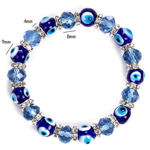 RagBear Beaded Bracelet With Evil Eye Charm Cheap 14K Rose Gold White Yellow Light Blue