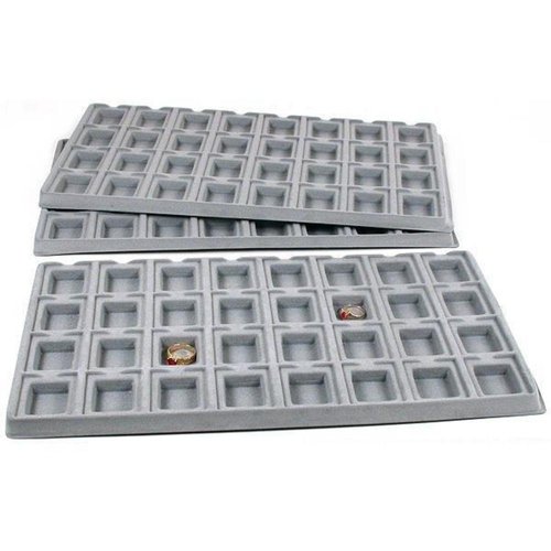 FindingKing 3 Gray 32 Slot Puff Earring Cards Showcase Display Tray Inserts