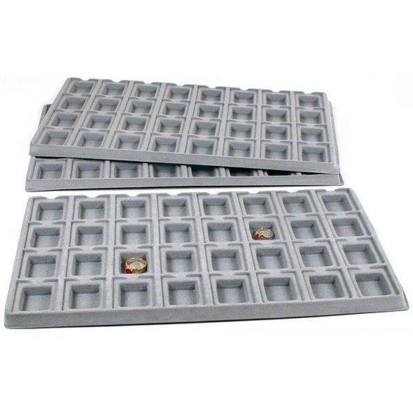 FindingKing 3 Gray 32 Slot Puff Earring Cards Showcase Display Tray Inserts
