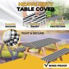 RNOONY Vinyl Fitted Picnic Table Cover with Bench Covers and Bag, 6ft Outdoor Waterproof Windproof Picnic Tablecloth with Elastic Edges. Camping RV Gear Must Have 72x30 Inches 3 Pcs Set (Black)