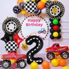 Truck Party Decorations, 9pcs Truck Birthday Number Foil Balloon for Truck 2nd Birthday Race Car Theme Party Supplies (2nd)