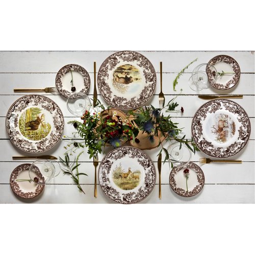 Spode Woodland Salad Plate, Elk, 8” | Cabin Cottage Lodge Dinnerware | Made in England from Fine Earthenware | Microwave and Dishwasher Safe