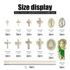 36 Pcs 3D Cross Nail Rhinestones Charms San Judas Tadeo Virgin Mary Nail Charms for Acrylic Nails Chains Gold Nail Art Metal Shiny Alloy Crystals Gems DIY Jewels Accessories Supplies Decorations Set