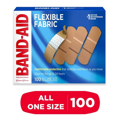 BAND-AID 4444 Flexible Fabric Adhesive Bandages, 1-Inch x 3-Inch , 100/Box