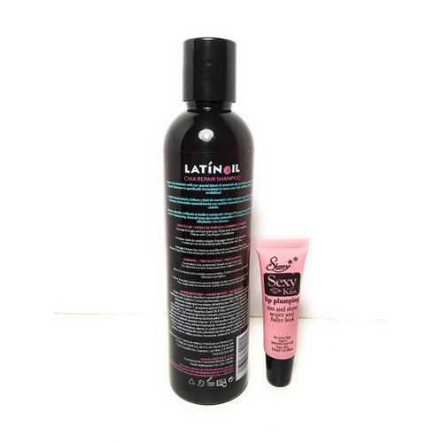 Latinoil Chia Seed Oil Shampoo 8.5 oz, Conditioner 8.5 oz & Hydrating Therapy Mask 8.5 oz Set - Free Starry Sexy Lip Gloss 10ml