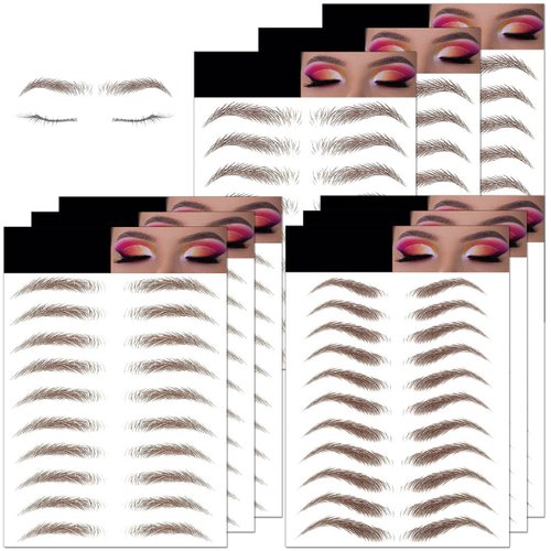 9 Sheets Eyebrows Tattoo Waterproof, 90 Pairs Eyebrow Tattoo Stickers Temporary Eyebrow Tattoos f...