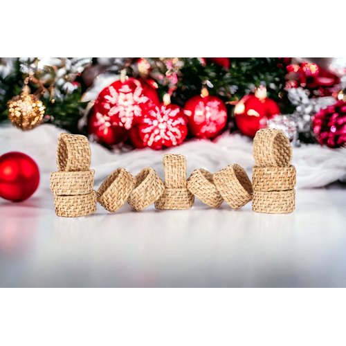 Alpha Living Home Rattan Napkin Rings Set of 12, Napkin Ring Holder for Thanksgiving, Christmas, Party Decoration, Dinning Table, Everyday Gatherings, Napkin Rings Bulk - Natural Rattan