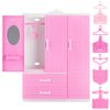 PH PandaHall Doll Closet Furniture Wardrobe Clothing Organizer Open Wardrobe with 40PCS Doll Clothes Hangers 4 Styles Pink Miniature Hangers Dollhouse Furniture Clothing Organizer for Doll