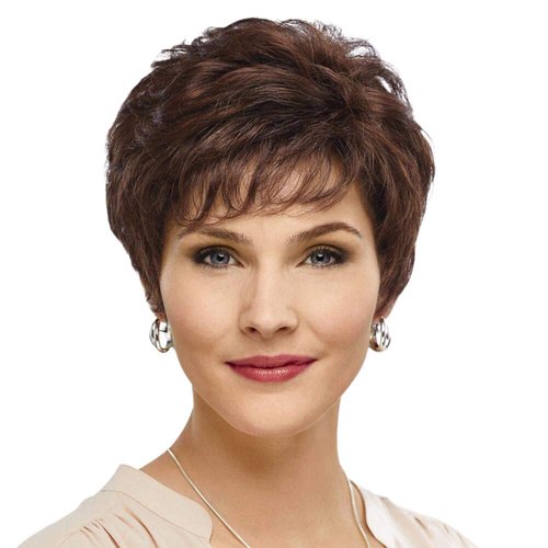 EMMOR Short Brown Human Hair Wigs for Women Blend with Healthy Memory Fiber Pixie Cut Wig,Natural Daily Use Hair (Color 8/30#)