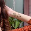 Oottati 2 Sheets Waterproof Small Cute Fake Hand Neck Temporary Tattoos Stickers Minimalist Geometric Shapes Black Triangle