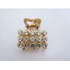 Generic Small mini gold square shaped metal hair claw clip with crystals (Primary color: Clear), 1 Count (Pack of 1)