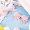 HINZIC 4Pcs Pink and Lace Hair Clips, Cute Bow Alligator Clips Pink Peach Hair Flower Pendant Barrettes Halloween Rave Christmas Wedding Prom Birthday Decoration for Teen Women Thin Hair