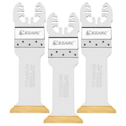 EZARC Titanium Oscillating Multitool Blades Extra-Long Power Cut Saw Blades Fast Cutting for Wood, Metal and Hard Material, 3-Pack