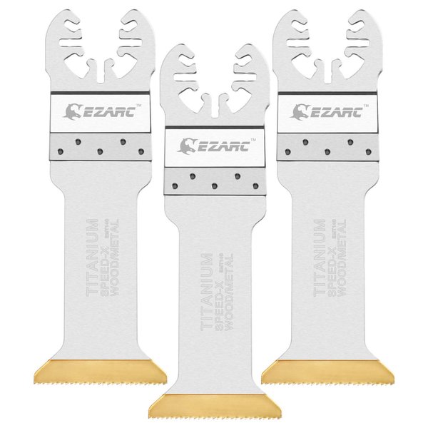 EZARC Titanium Oscillating Multitool Blades Extra-Long Power Cut Saw Blades Fast Cutting for Wood, Metal and Hard Material, 3-Pack