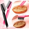 Yaomiao 2 Pieces Hair Brush Cleaner Tool 2-in-1 Hair Brush Cleaning Tool Hair Brush Remover Rake for Removing Hair Dust Mini Wet Hair Comb for Removing Dirt Home Salon Use (Black, Pink)