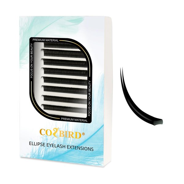 COZBIRD Flat Lashes Ellipse Eyelash Extensions 0.20 D curl 8-12mm Mix Tray Natural Black 1X1 Lash Supplies Faux Mink Super Soft Split Tips Individual Lashes