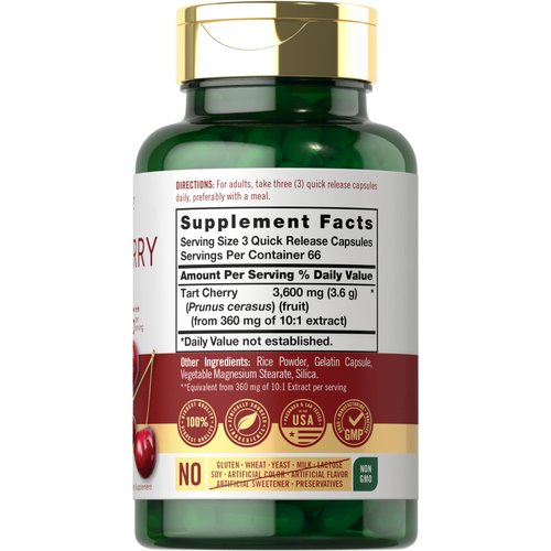 Carlyle Tart Cherry Extract Capsules | 200 Count | Non-GMO and Gluten Free Formula | Traditional Herb Supplement