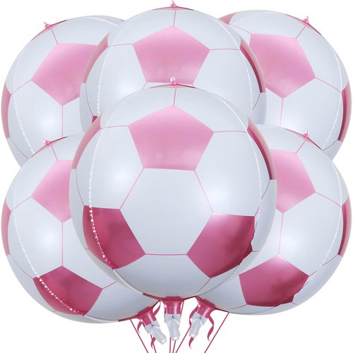 Giant Soccer Balloons 22 Inch Pink Soccer Balloons for Soccer Sports Themed Birthday Party World Cup Party Decorations Pack of 6