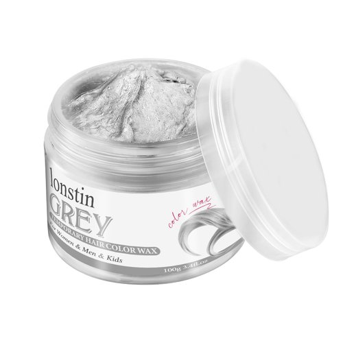 Sliver Gray Temporary Hair Wax Color, Lonstin Wash out Hair Color Hair Styling Clay Gray Hair Color For Women Hallloween Cosplay, Party