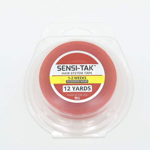 Sensi Tak | Double Sided Red Roll Hair Tape Sticker Strip Adhesive Holder Waterproof Human Hair Men & Women Toupee Tape Wig Poly Silione Hair System Replacement Extension(12 Yards & 3/4 Inch)