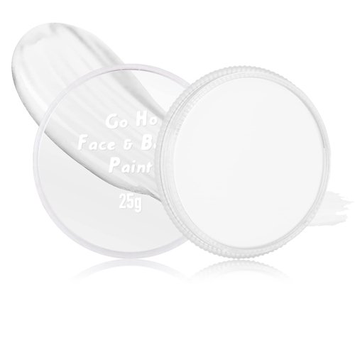 Go Ho Clown White Face Paint for Halloween Makeup,Water Based Professional White Face Body Paint Washable for SFX Joker Skeleton Vampire Zombie Cosplay Makeup,25g