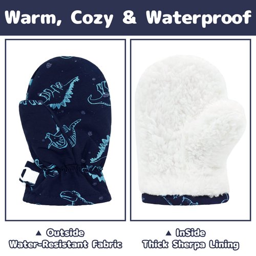 Olreco Toddler Snow Mittens Toddler Mittens Baby Gloves Toddler Waterproof Mittens Baby Mittens 12-18 Months Baby Winter Gloves