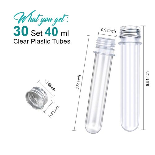 HNYYZL Bestsupplier 30 Pack Science Party Test Tubes 40 ml 25x140mm,Clear Plastic Test Tubes Gumball Candy Tubes, Bath Salt Vials Christmas Birthday Gifts