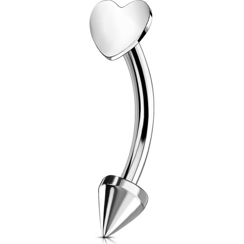 OUFER Rook Piercing Jewelry, G23 Solid Titanium Eyebrow Rings, Heart Vertical Labret Lip Jewelry, 16G Curved Barbells, Daith Rook Earrings for Women Men