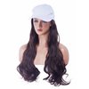 NJJYXH White Hat Wig for Women Long Wavy Baseball Cap Wig with Curly Hair Extensions Synthetic Reddish Brown Wig Adjustable Baseball Hat